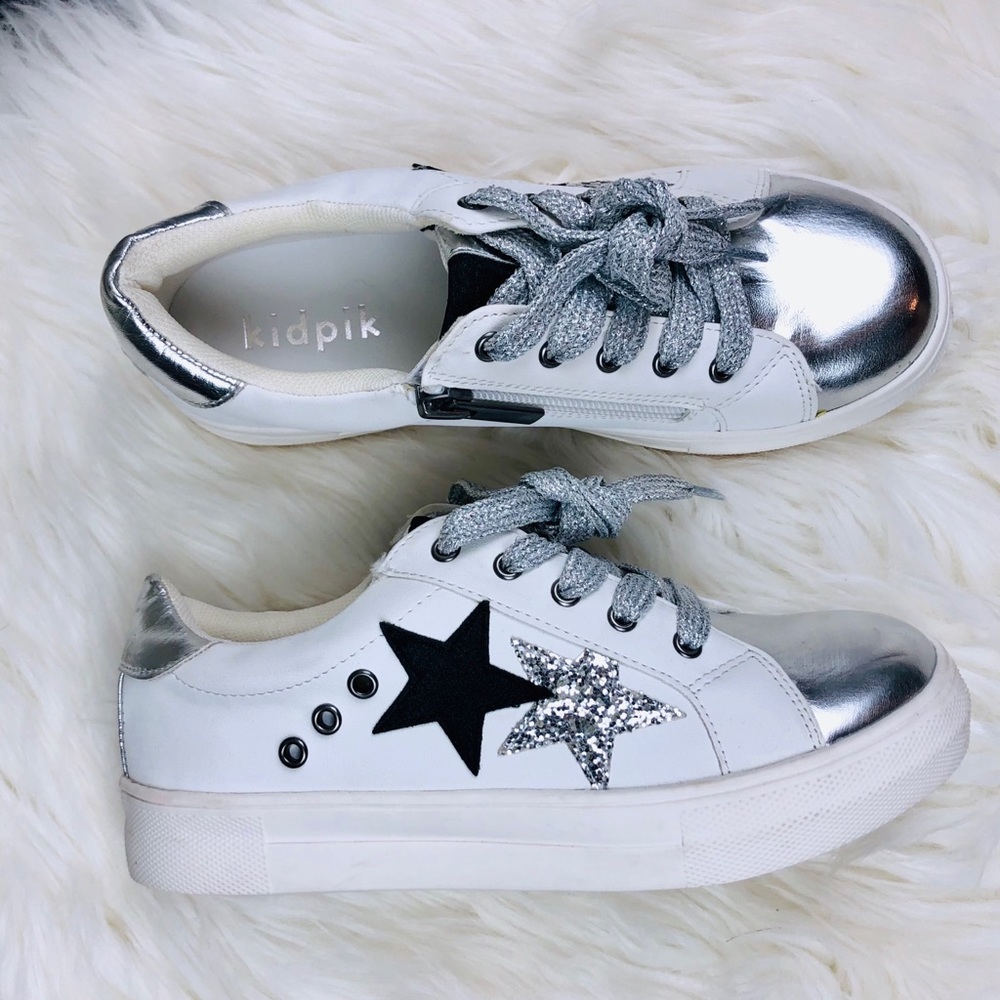 Kidpik White Starry Gkitter Sneakers Girls Size 3